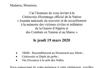 Cérémonie du 19 mars 2020